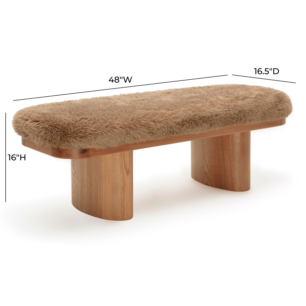 Ollie Taupe Contract-Grade Straight Vegan Shearling Bench by TOV Furniture – photo 6 of 7