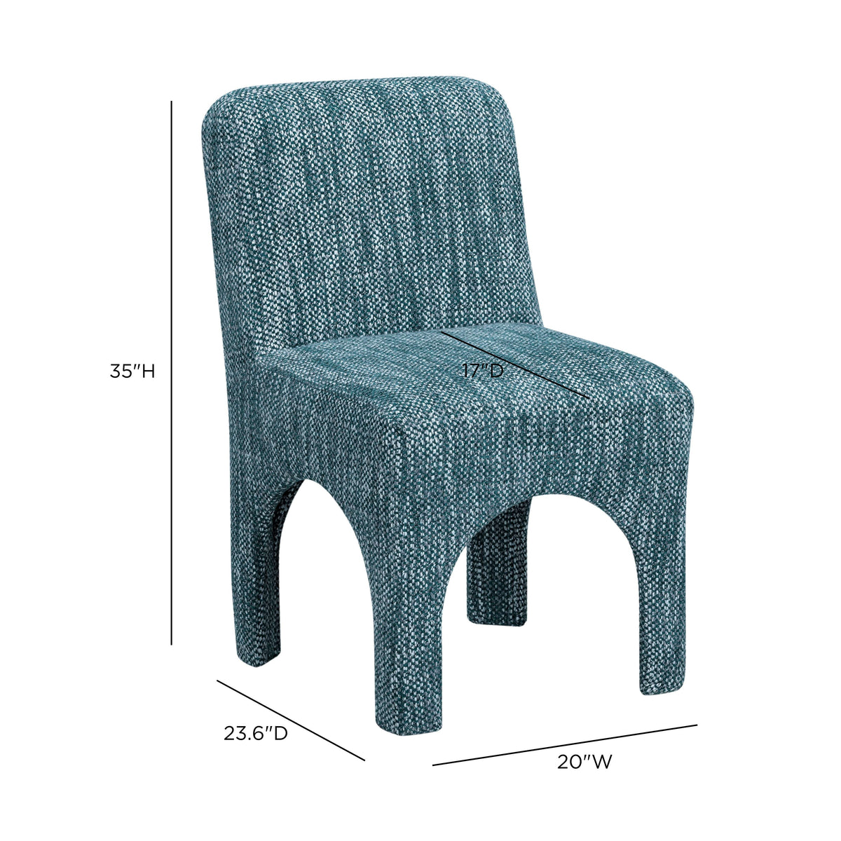 Tomlin Teal Knubby Performance Fabric Dining Chair by TOV Furniture – photo 8 of 8