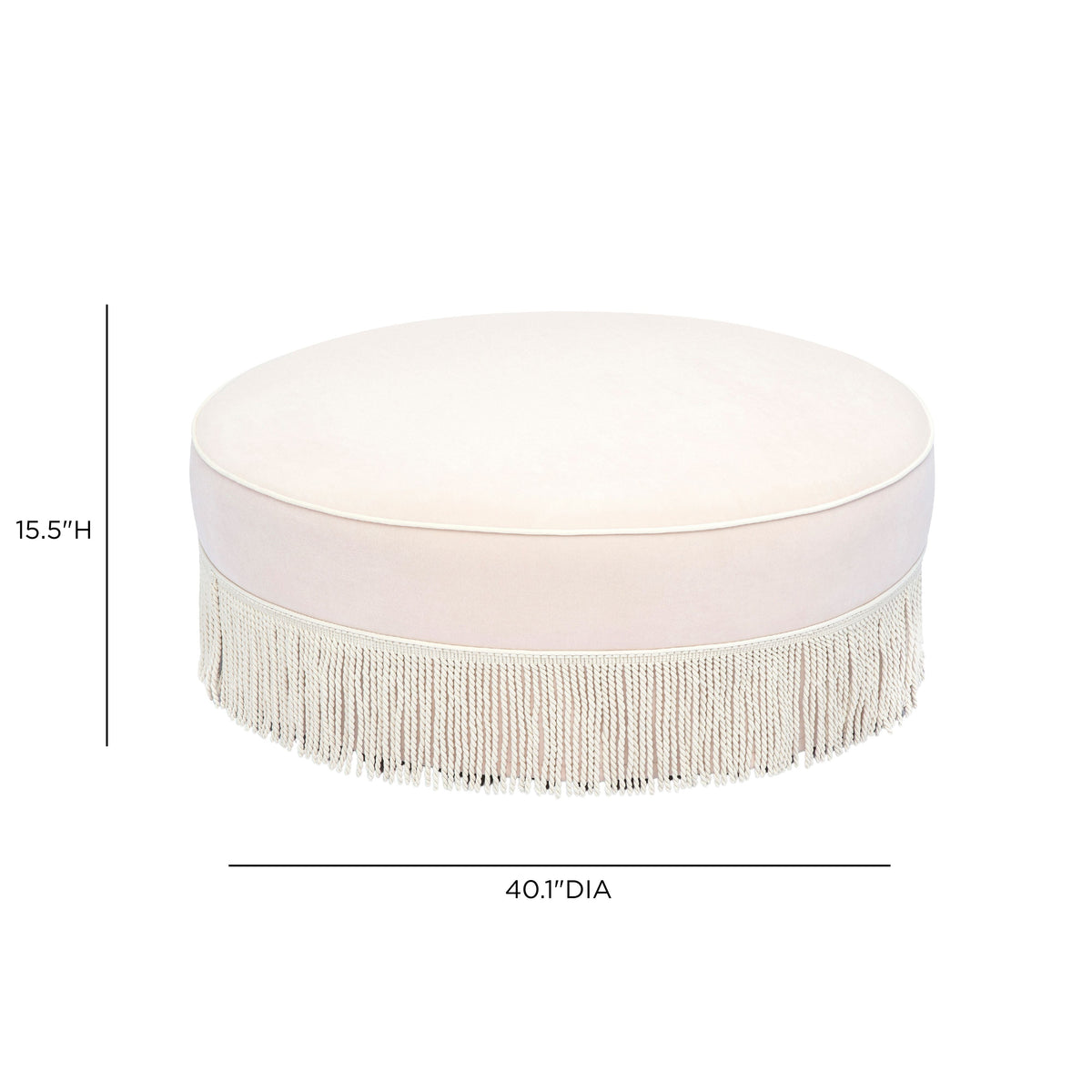Tassy Pink Tasseled Round Ottoman by TOV Furniture – photo 7 of 7