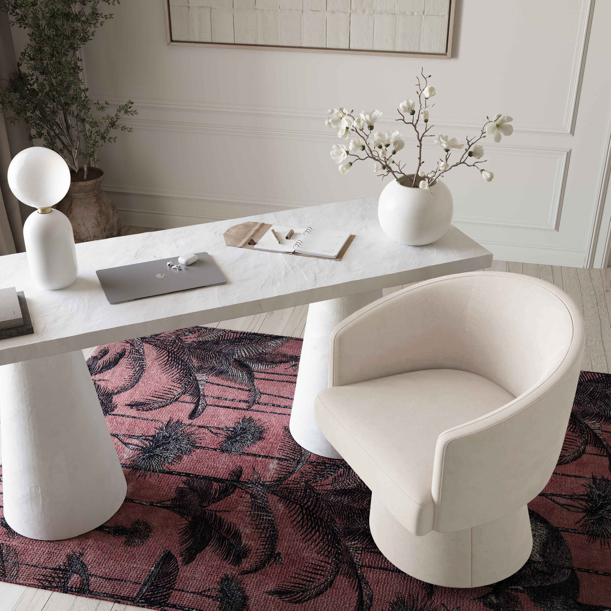 Kristen Rolling Desk Chair in Cream by TOV Furniture – photo 1 of 7