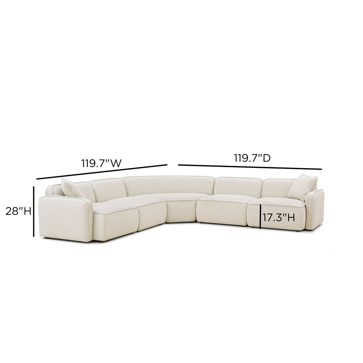 Travie 5-Piece Sand Upcycled Performance Linen Modular Large L-Sectional by TOV Furniture – photo 6 of 6