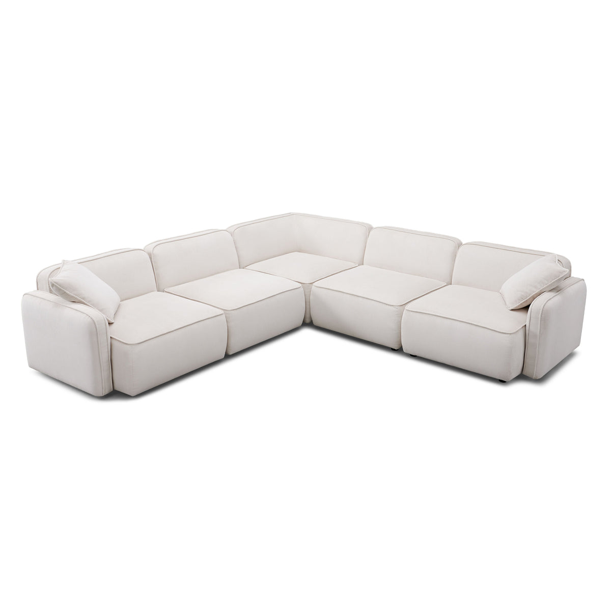 Travie White Sand Performance Corduroy Velvet Modular L-Sectional by TOV Furniture – photo 1 of 7