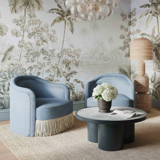 Pamela Tasseled Lounge Accent Chair in Blue by TOV Furniture – photo 2 of 7