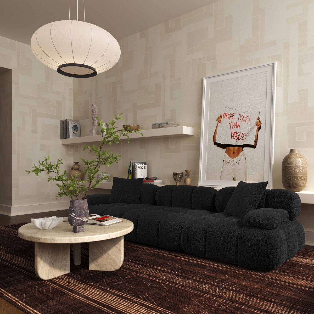 Calliope Black Performance Vegan Shearling Modular Sofa by TOV Furniture – photo 2 of 6