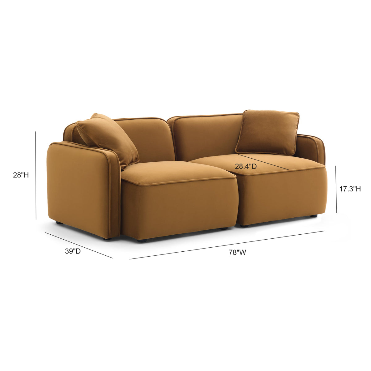 Travie 78" Honey Performance Velvet Modular Loveseat by TOV Furniture – photo 5 of 5