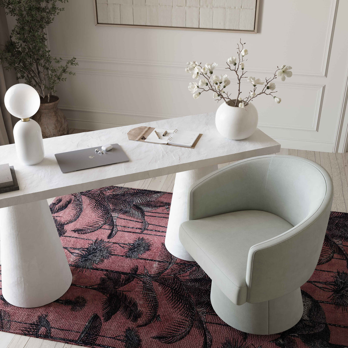Kristen Rolling Desk Chair in Green by TOV Furniture – photo 1 of 8