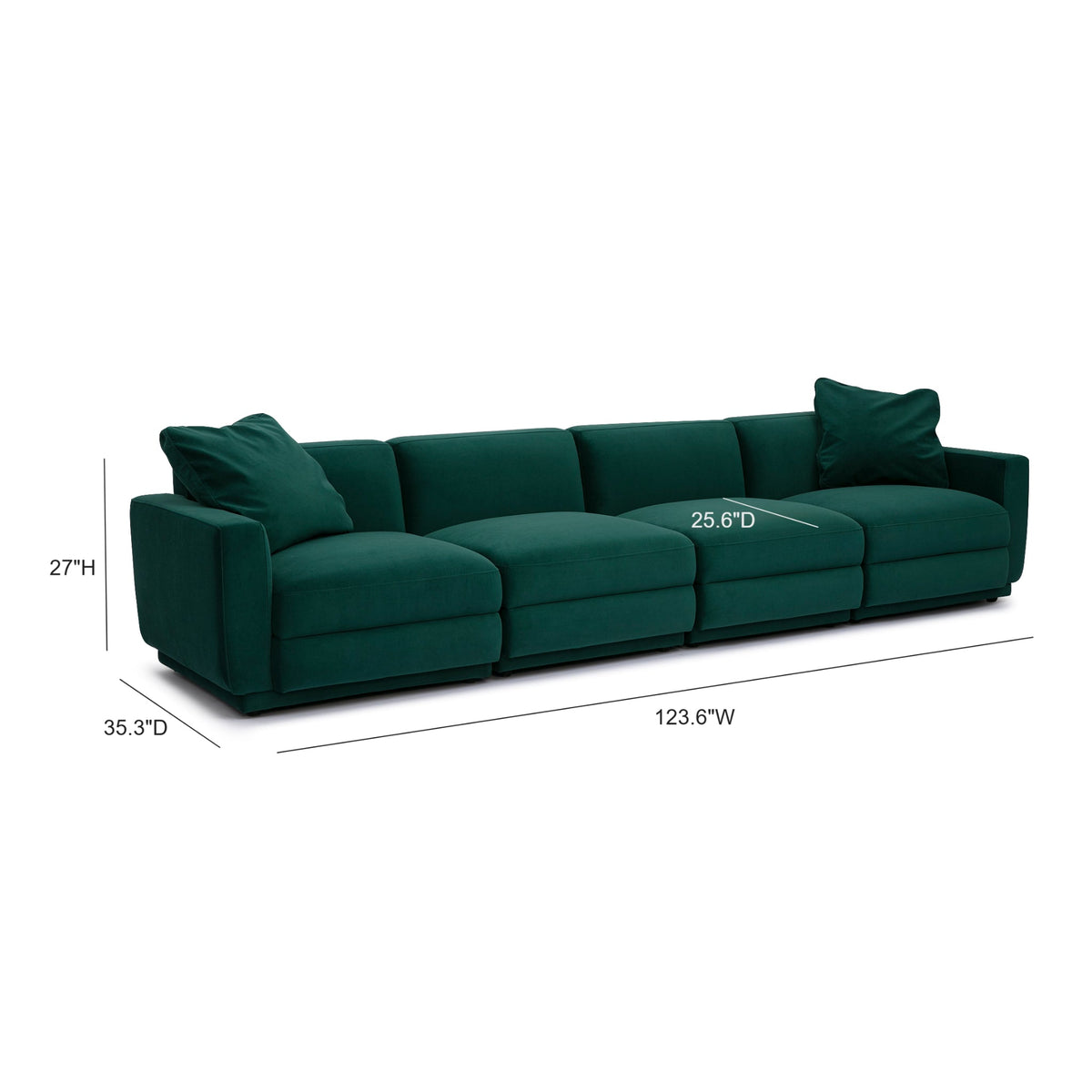 Perry Deep Green Performance Velvet Modular Sofa by TOV Furniture – photo 6 of 10