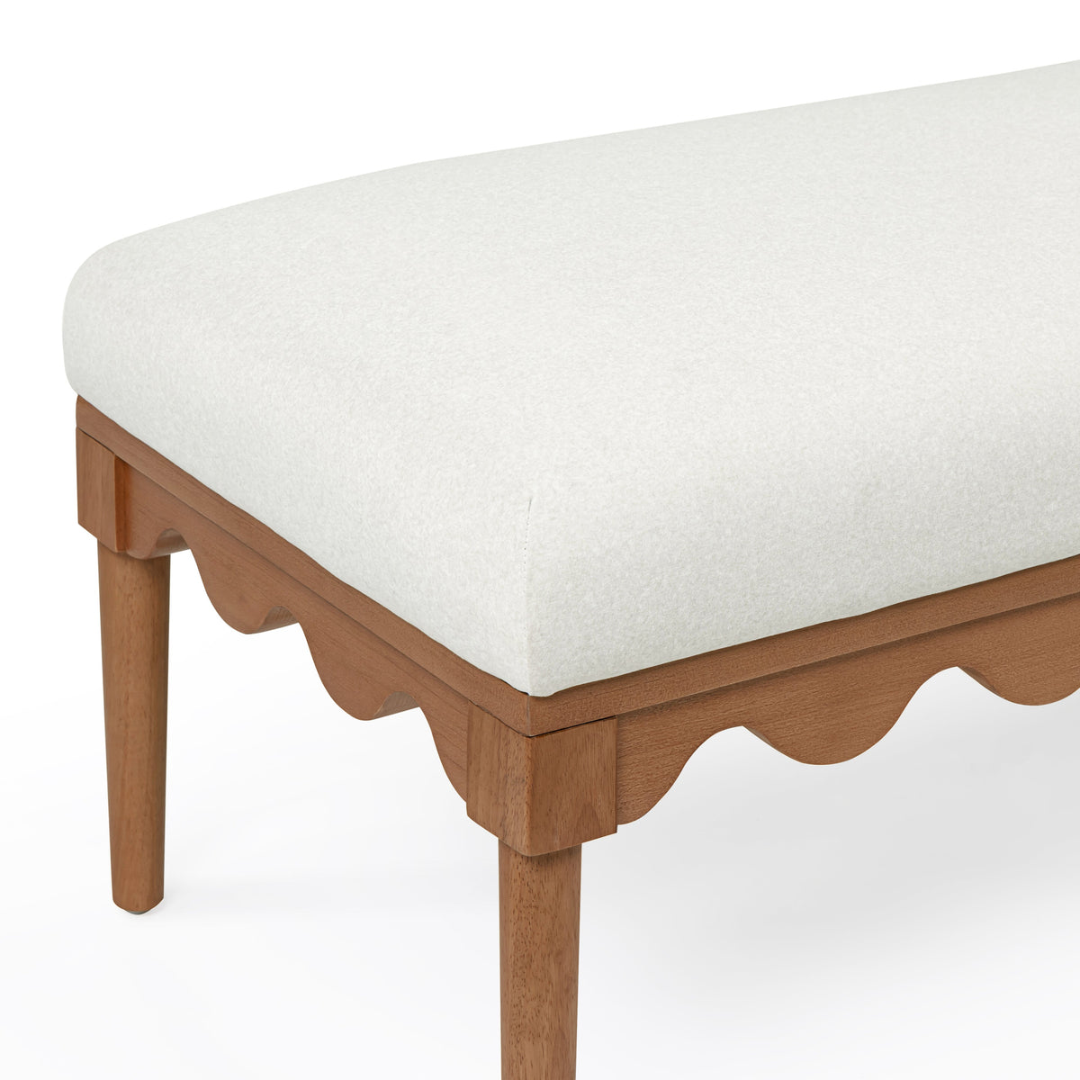 Oodle 56.5" Cream Vegan Mohair Bench in Walnut by TOV Furniture – photo 3 of 5