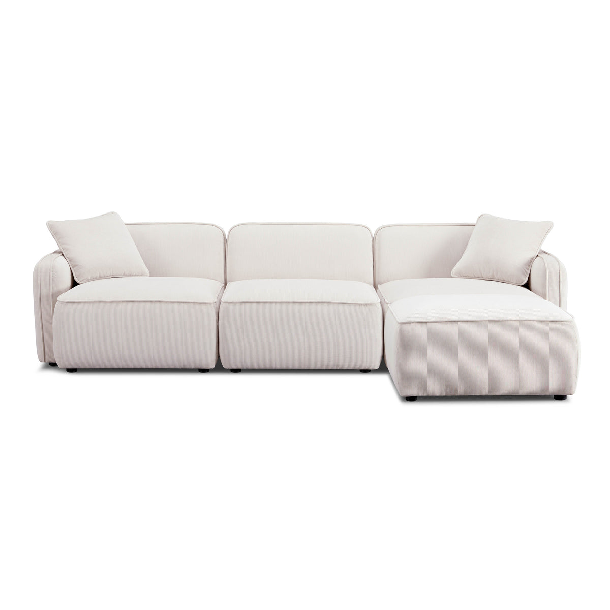 Travie White Sand Performance Corduroy Velvet 4-Piece Modular Sectional by TOV Furniture – photo 1 of 10
