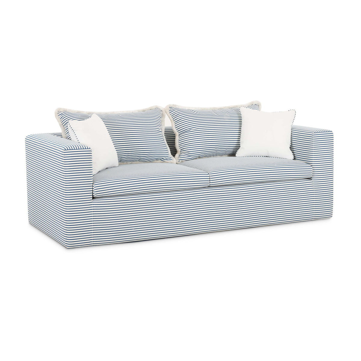 Salty Blue Striped Contract-Grade Indoor/Outdoor Sofa by TOV Furniture – photo 3 of 7