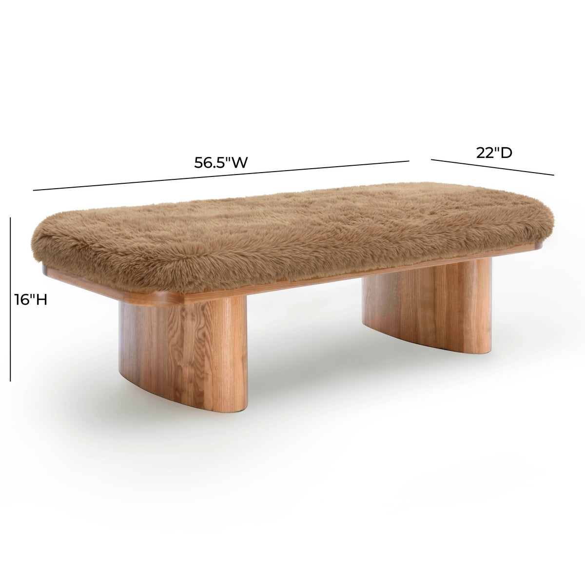 Ollie Taupe Contract-Grade Straight Vegan Shearling Large Bench by TOV Furniture – photo 6 of 7