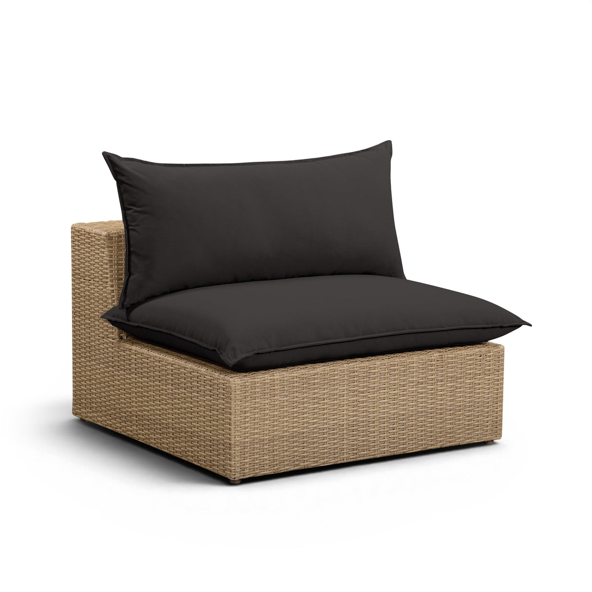 Cali Black Performance Fabric & Brown Wicker Outdoor Armless Chair by TOV Furniture – photo 2 of 5