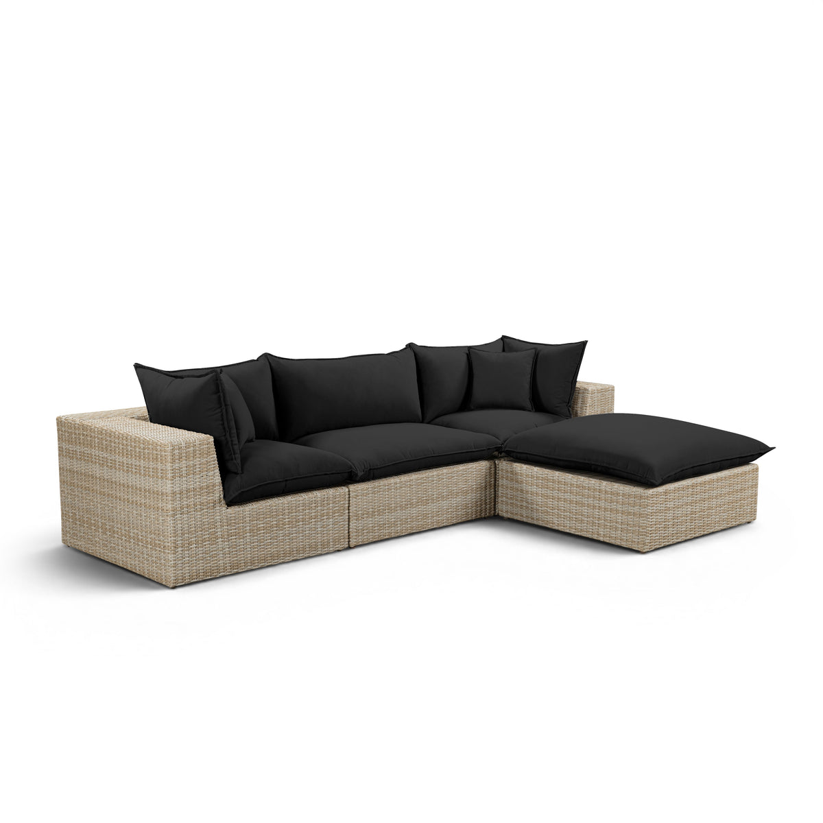 Cali Black Fabric & Natural Wicker Modular Outdoor Sectional by TOV Furniture – photo 2 of 7
