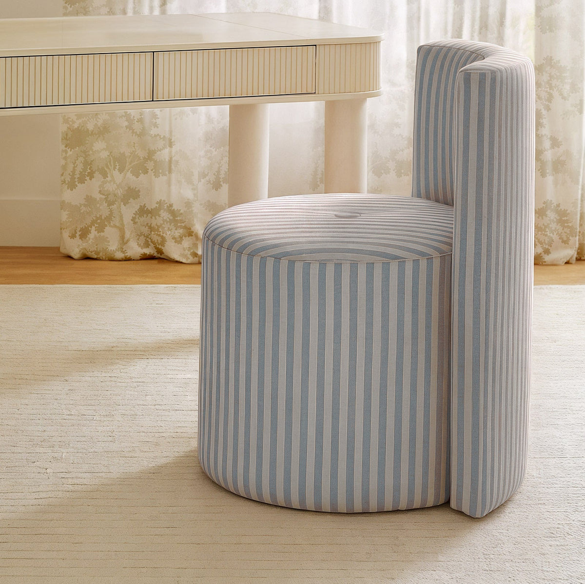 Alyssa Blue Striped Performance Linen Rolling Desk Chair by TOV Furniture – photo 2 of 6