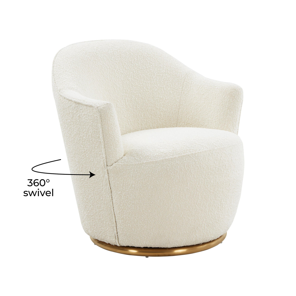 Skyla Cream Performance Boucle Swivel Accent Chair by TOV Furniture – photo 6 of 7