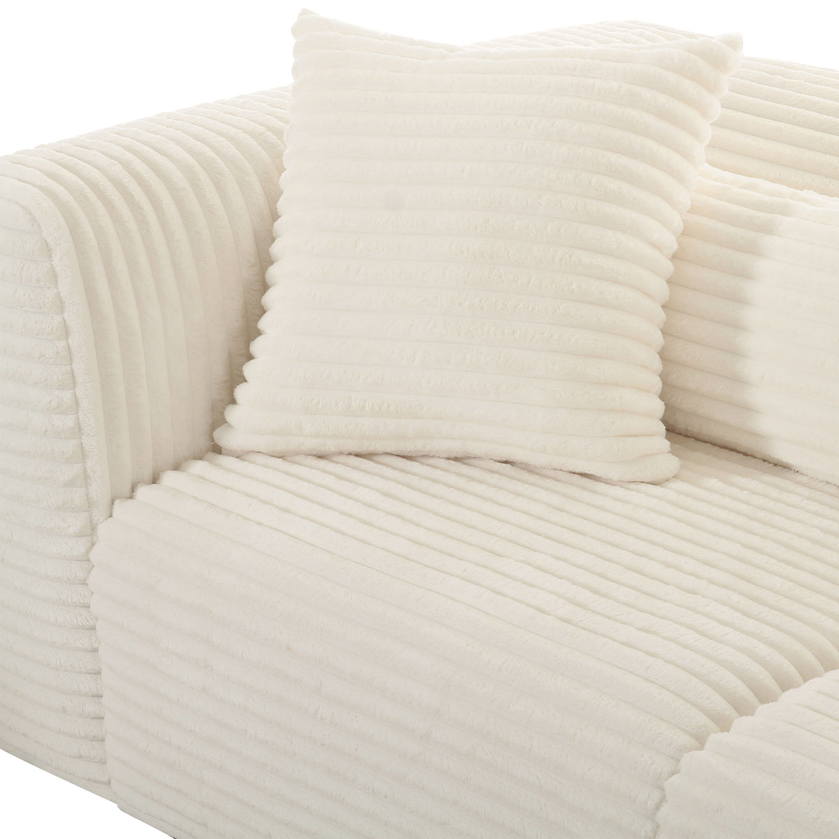 Tarra Fluffy Oversized Cream Performance Corduroy Modular Loveseat by TOV Furniture – photo 4 of 5
