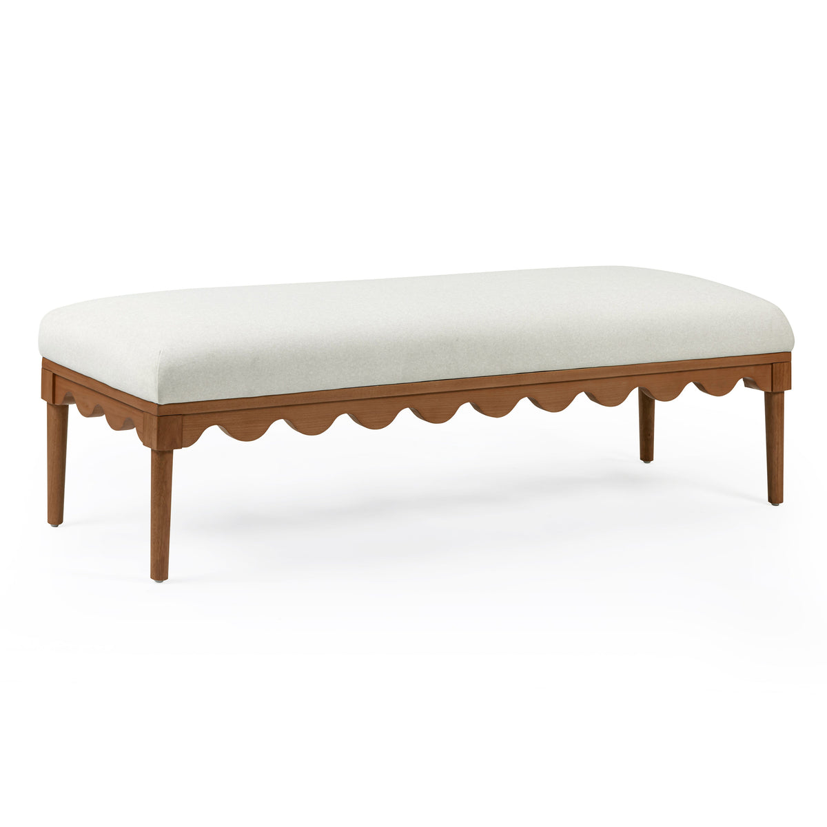 Oodle 56.5" Cream Vegan Mohair Bench in Walnut by TOV Furniture – photo 1 of 5