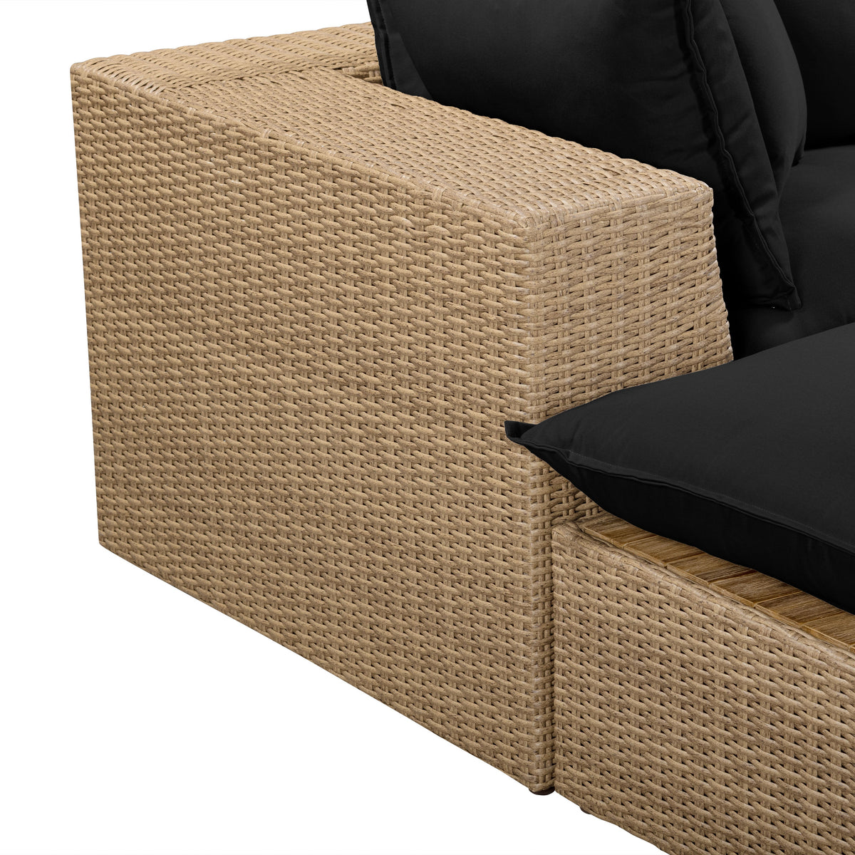 Cali Black Fabric & Brown Wicker Modular Outdoor Sectional by TOV Furniture – photo 8 of 10
