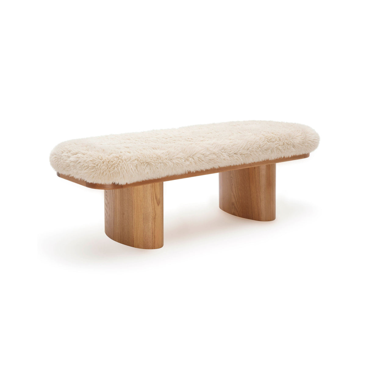 Ollie Natural Contract-Grade Straight Vegan Shearling Bench by TOV Furniture – photo 1 of 7