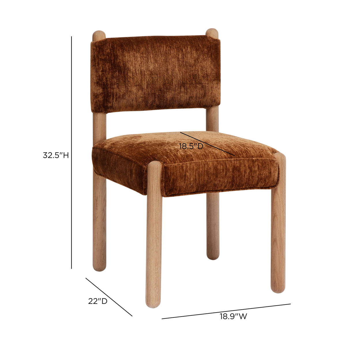Bruno Bronze Thick Performance Chenille Straight Back Dining Chair by TOV Furniture – photo 7 of 7