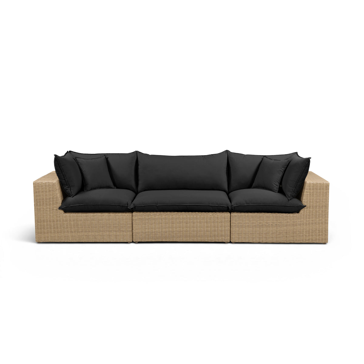 Cali Black Fabric & Brown Wicker Modular Outdoor Sofa by TOV Furniture – photo 1 of 6