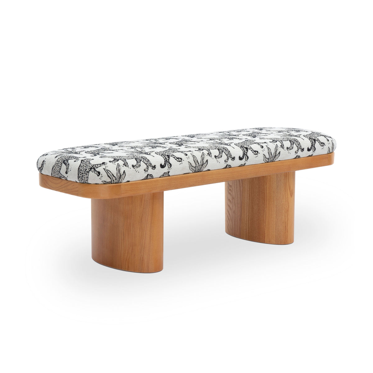 Ollie 48" Cream Leopard Jacquard Bench by TOV Furniture – photo 3 of 7