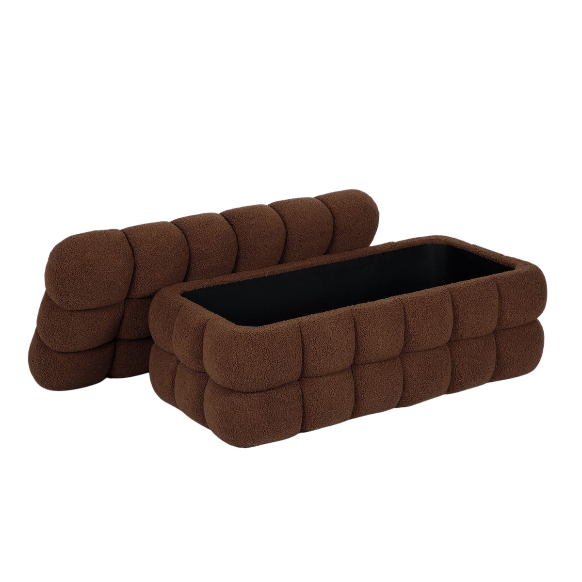 Anita 38.5" Brown Shearling Storage Bench With Reversible Tray Top by TOV Furniture – photo 6 of 9