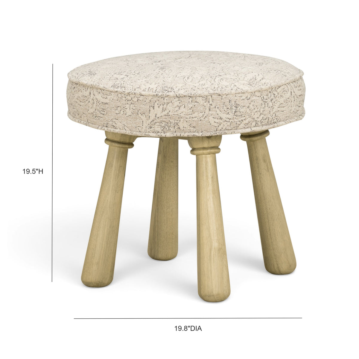 Pookie Neutral Floral Jacquard Ottoman by TOV Furniture – photo 7 of 7