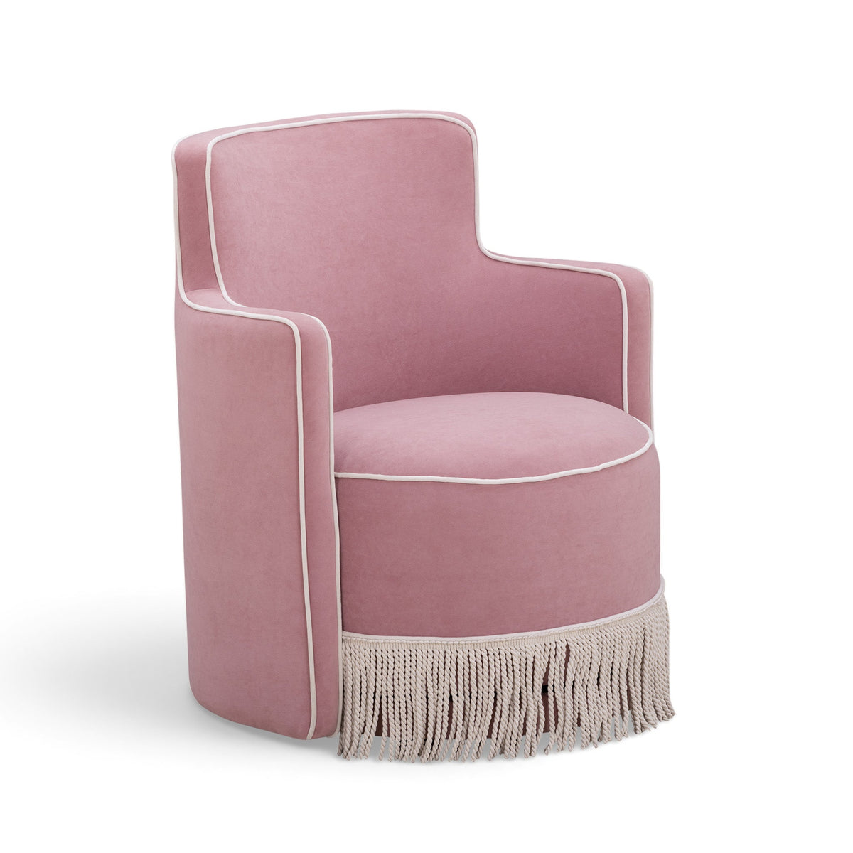 Passe Tasseled Velvet Swivel Accent Chair in Pink by TOV Furniture – photo 1 of 9