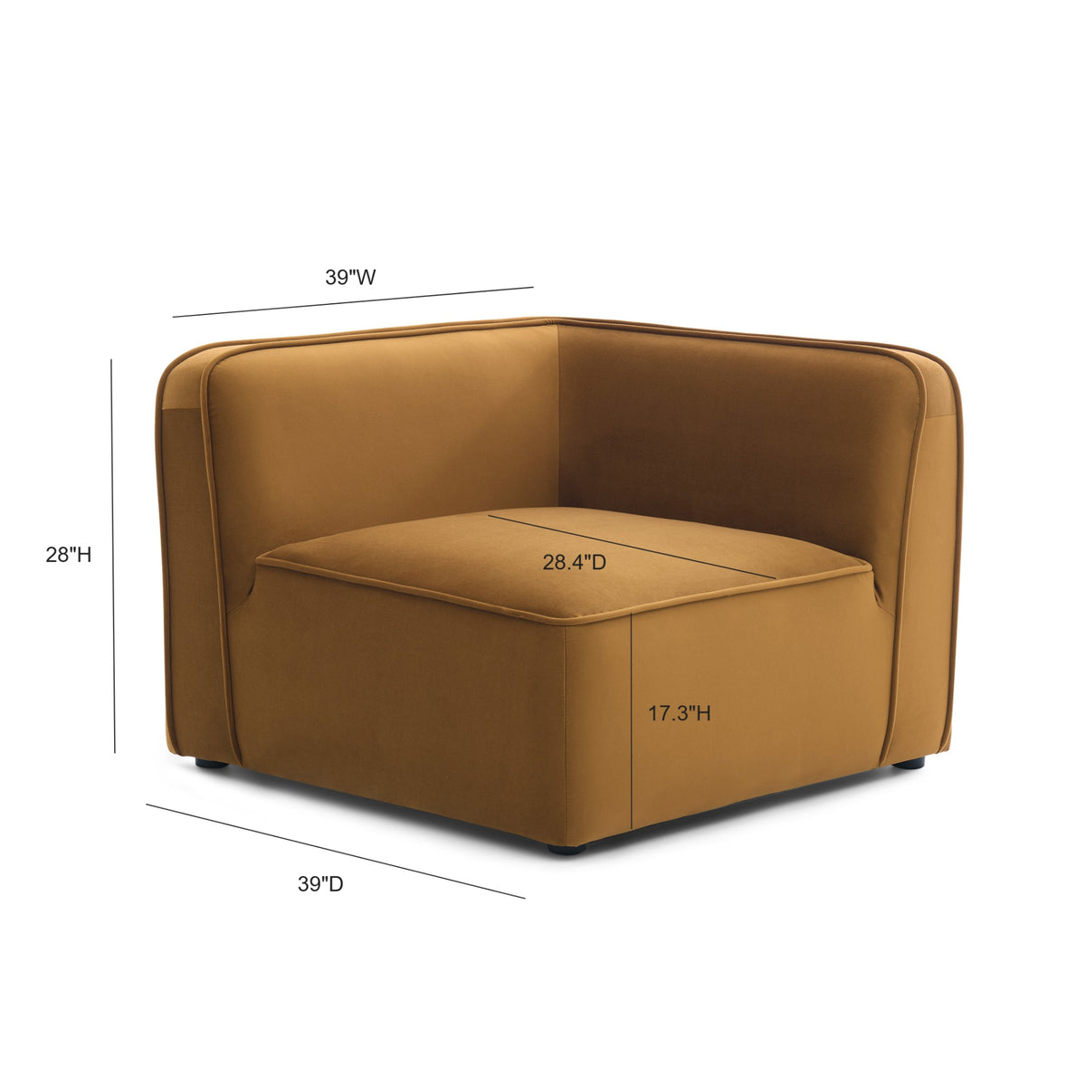 Travie Honey Performance Velvet Corner Chair by TOV Furniture – photo 4 of 5