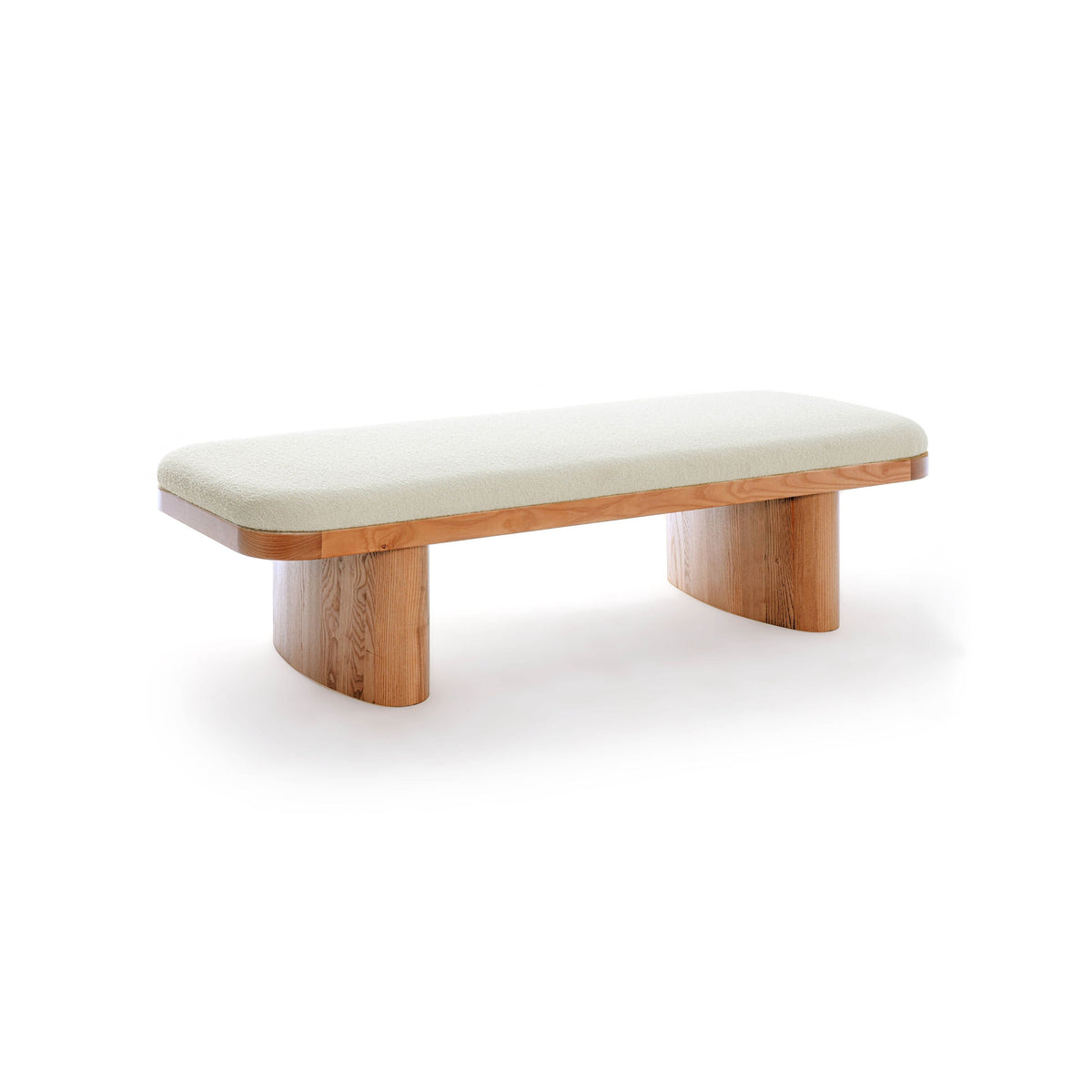 Ollie 56.5" White Performance Boucle Large Bench by TOV Furniture – photo 1 of 7