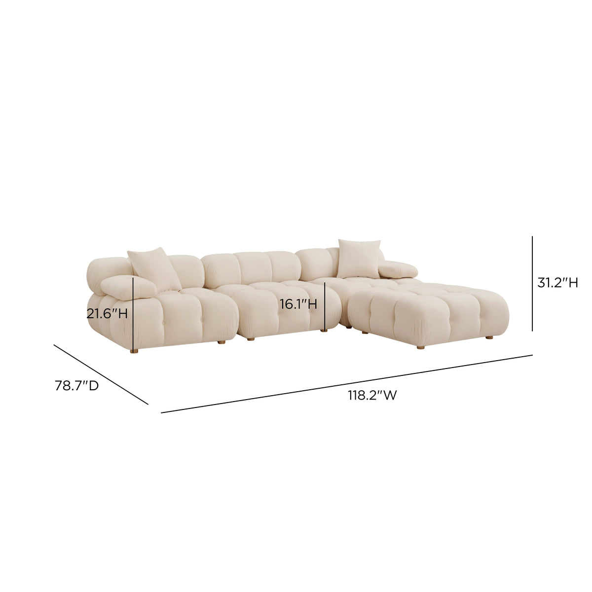 Calliope Cream Performance Velvet 4-piece Modular Sectional by TOV Furniture – photo 5 of 5