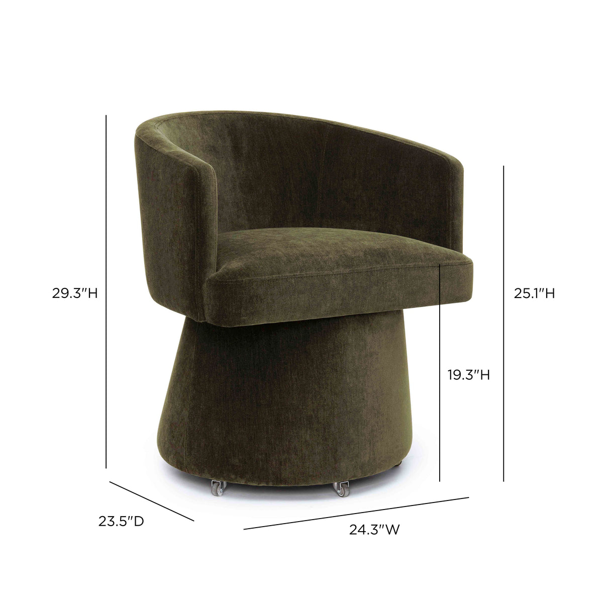 Kristen Rolling Desk Chair in Olive Green by TOV Furniture – photo 6 of 6