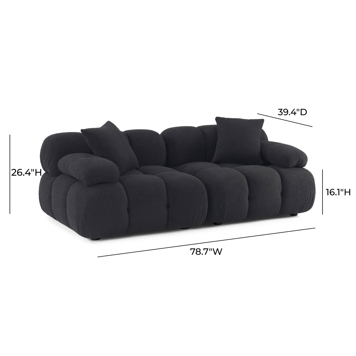 Calliope Black Performance Vegan Shearling Modular Loveseat by TOV Furniture – photo 6 of 6