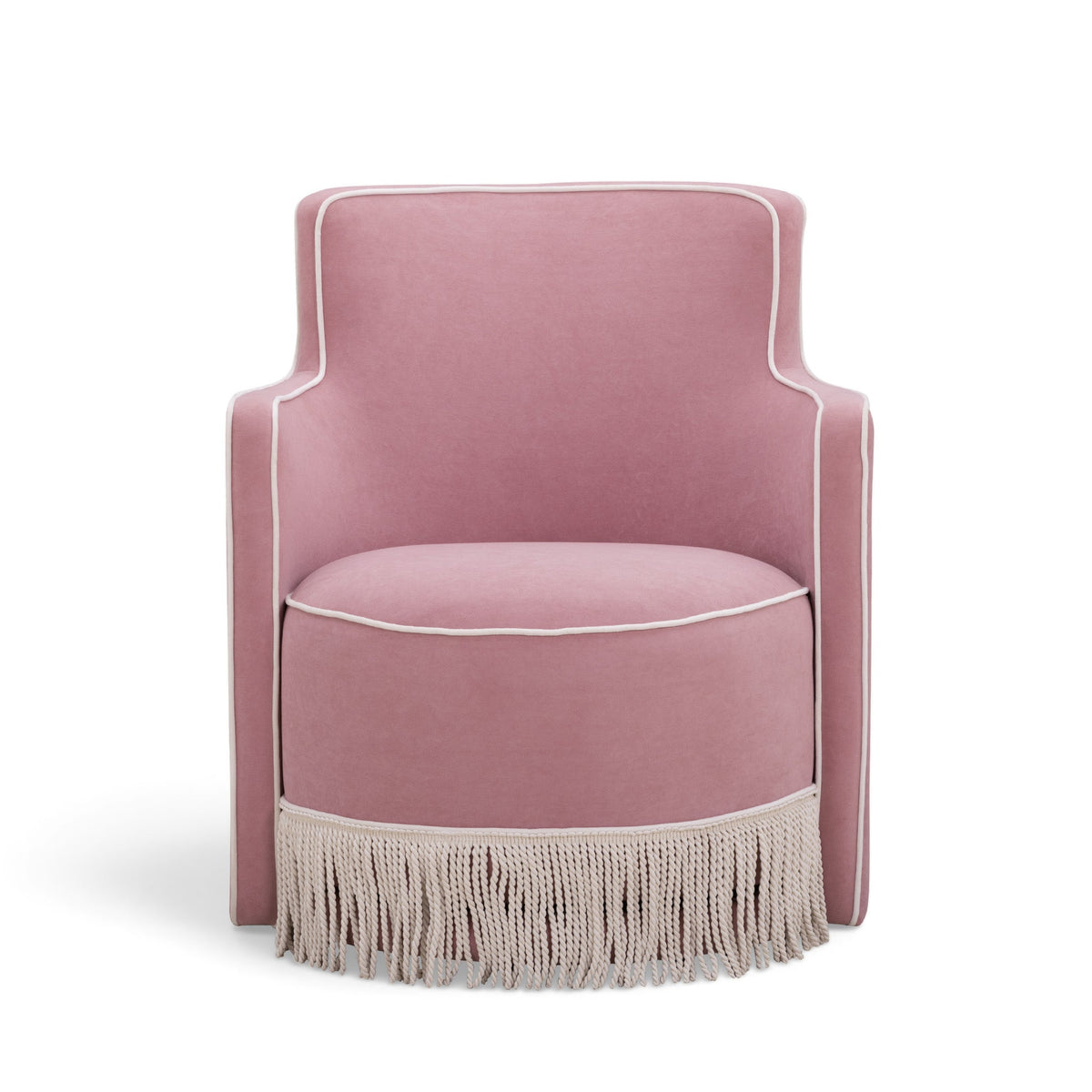 Passe Tasseled Velvet Swivel Accent Chair in Pink by TOV Furniture – photo 3 of 9