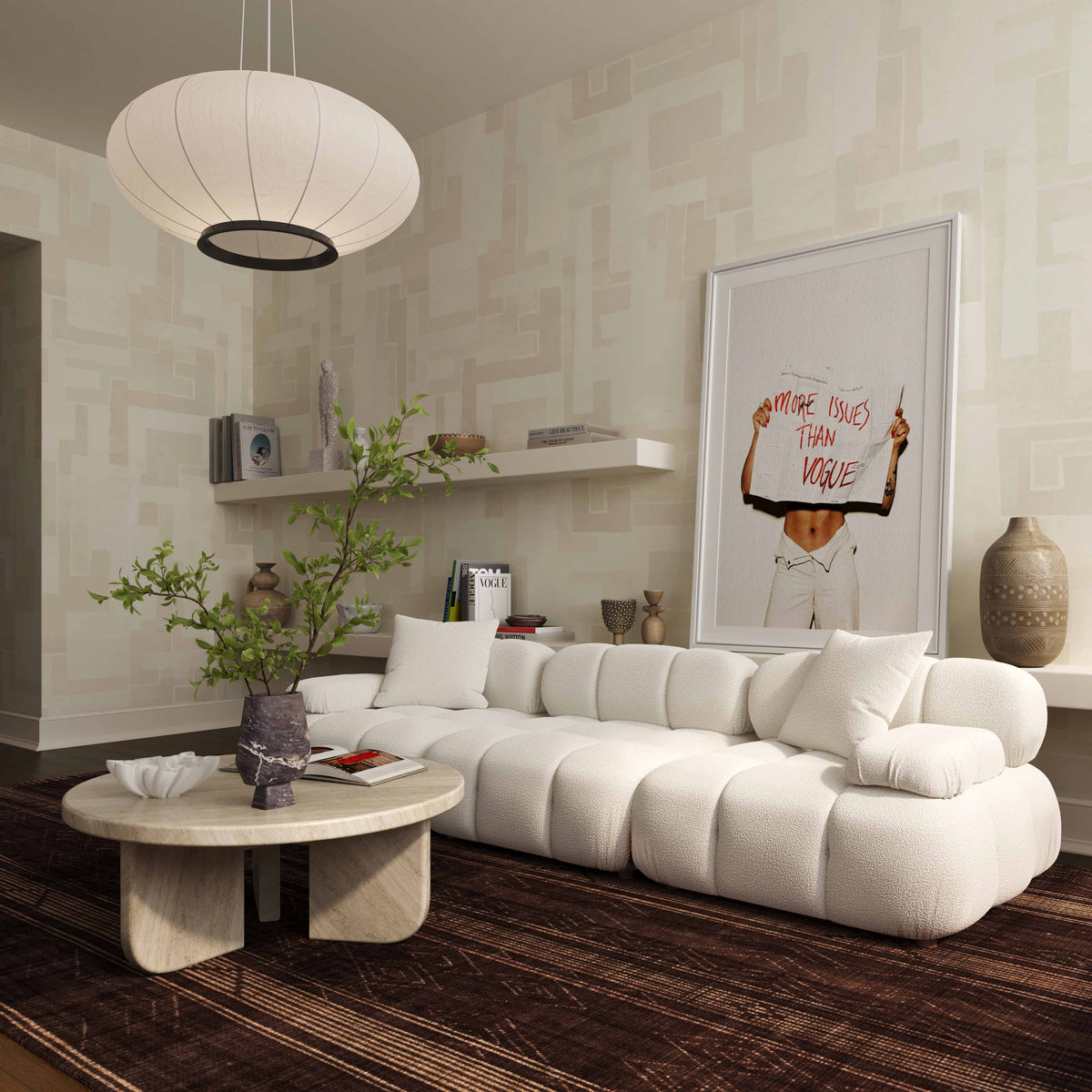 Calliope Cream Performance Vegan Shearling Modular Sofa by TOV Furniture – photo 2 of 8