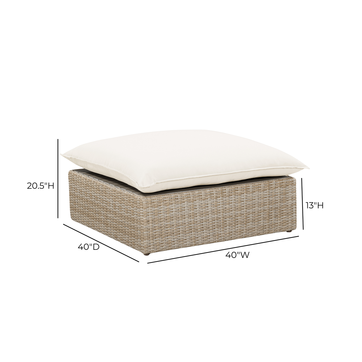 Cali Natural Performance Fabric & Natural Wicker Outdoor Ottoman by TOV Furniture – photo 5 of 5