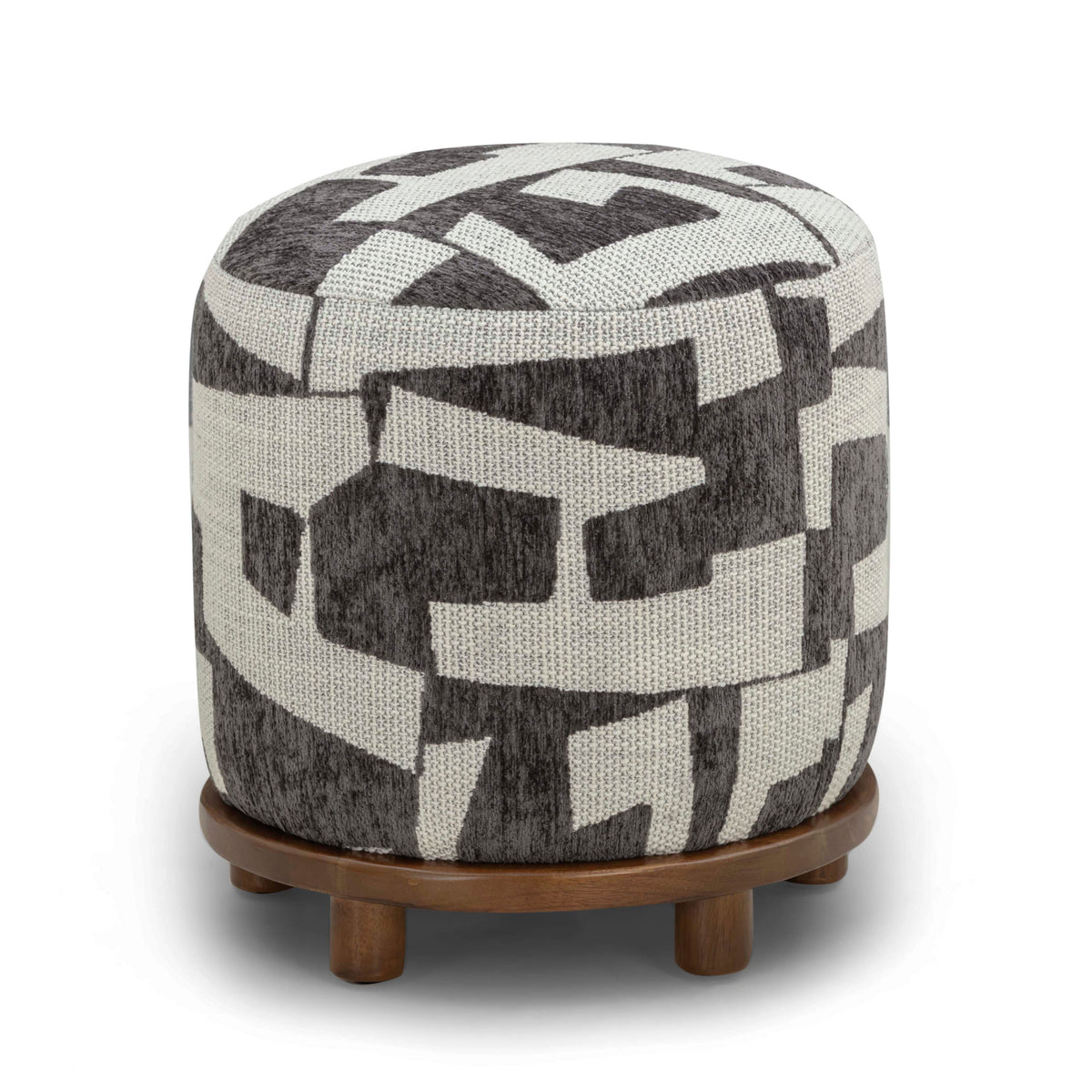 Bisou Black Performance Jacquard Ottoman by TOV Furniture – photo 1 of 5