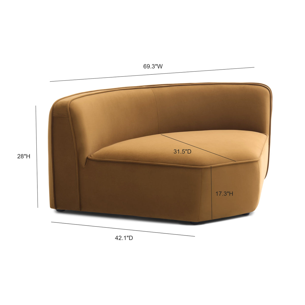 Travie Honey Performance Velvet Wedge by TOV Furniture – photo 4 of 5