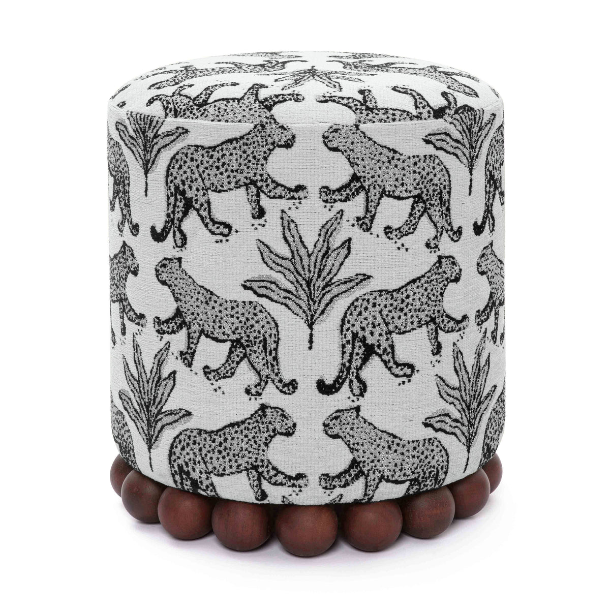 Dex Taupe Leopard Performance Jacquard Ottoman by TOV Furniture – photo 1 of 7