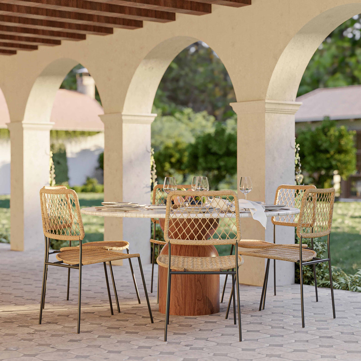 Cynthia 54" Concrete Indoor/Outdoor Dining Table by TOV Furniture – several colors shown