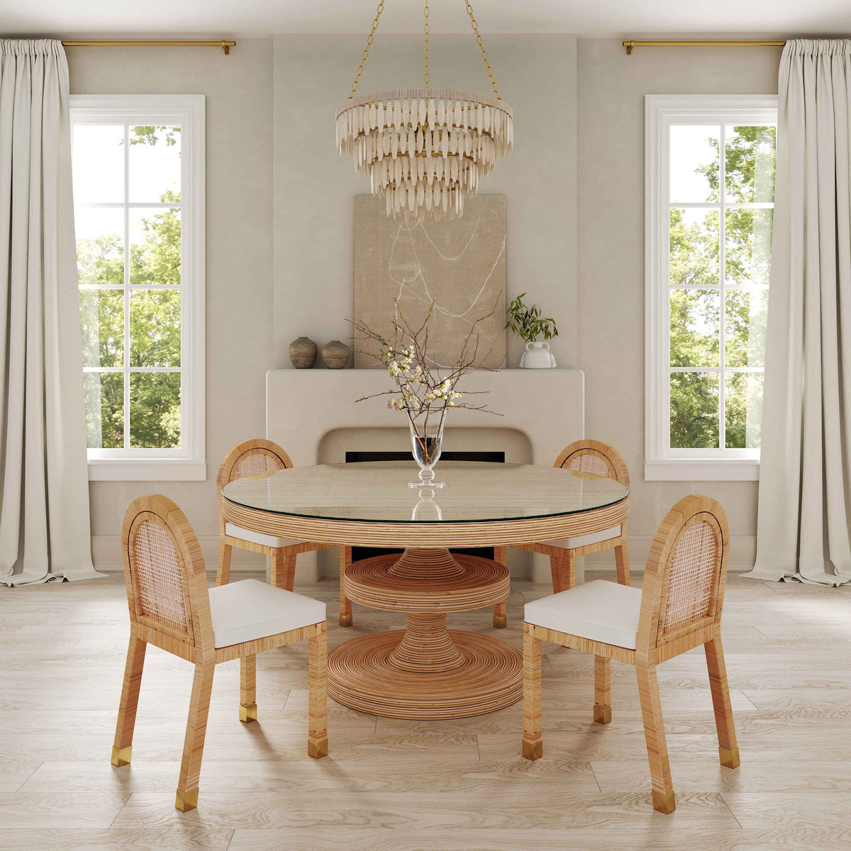Amara Cream Contract-Grade Linen Arched Dining Chair by TOV Furniture – photo 2 of 10
