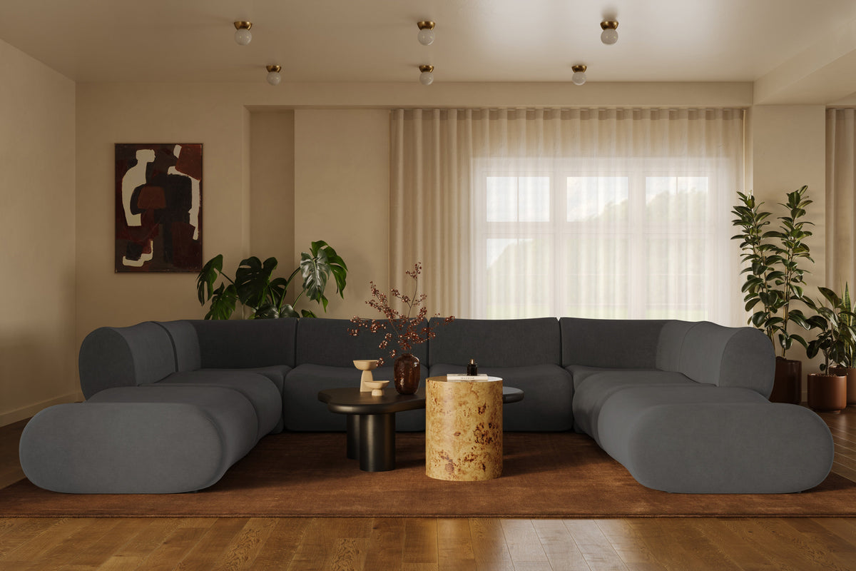 Zenith Grey Upcycled Contract-Grade Fabric Modular Large Chaise Sectional by TOV Furniture – photo 9 of 9