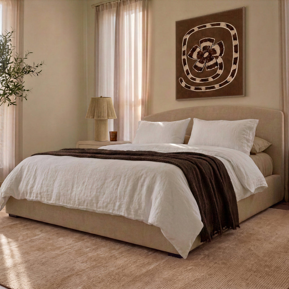 Leah Taupe Performance Chenille Bed in 48" Size by TOV Furniture – photo 2 of 10