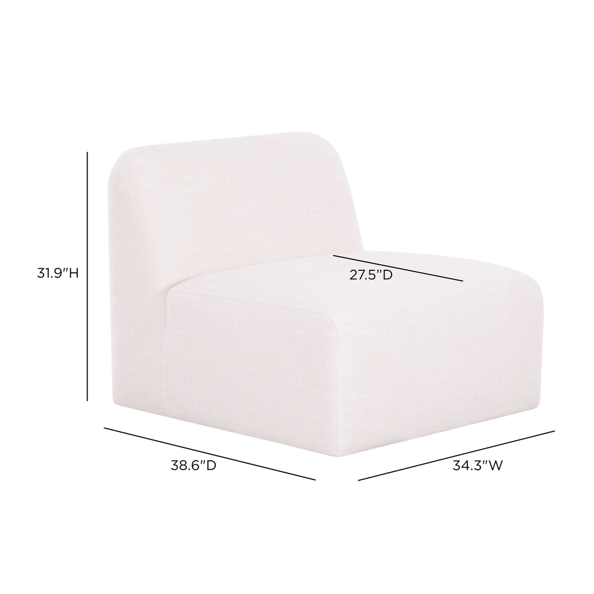 Gorge Modular Armless Chair in Cream by TOV Furniture – photo 7 of 7