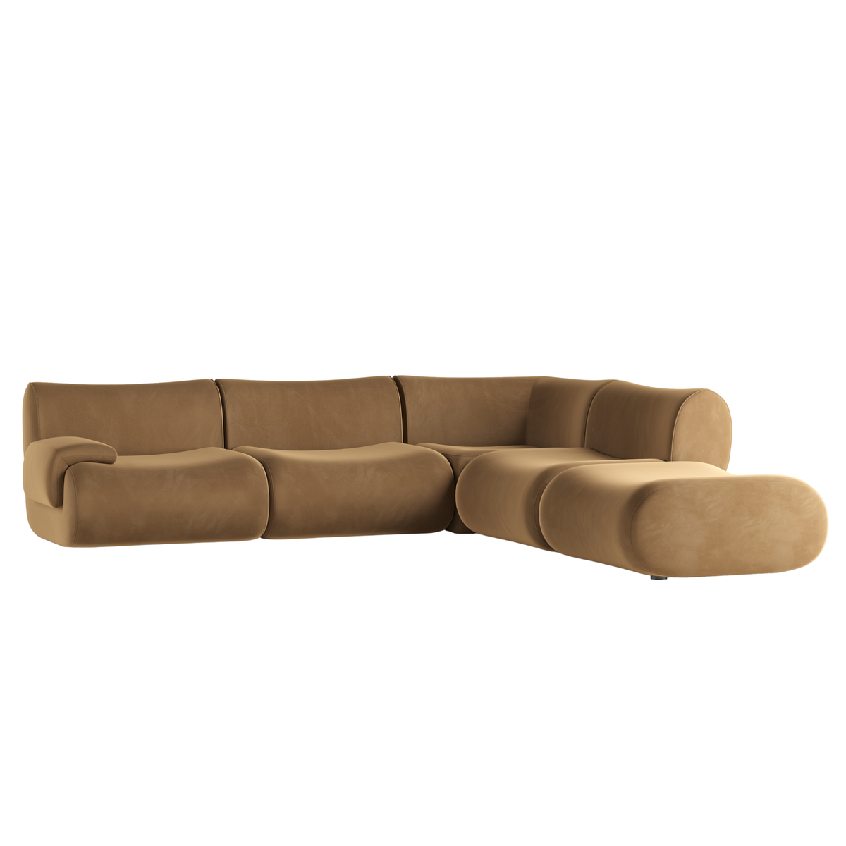 Zenith Latte Brown Velvet Modular RAF Sectional by TOV Furniture – photo 1 of 10