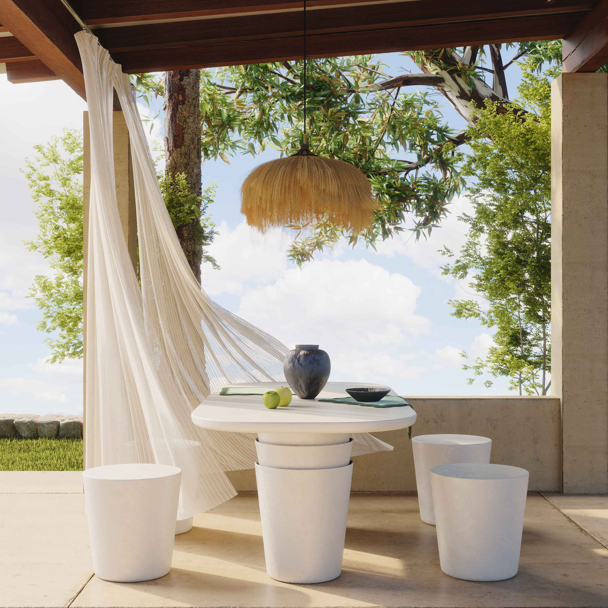 Margot Light Grey Faux Plaster Indoor/Outdoor Concrete Stool by TOV Furniture – photo 2 of 7