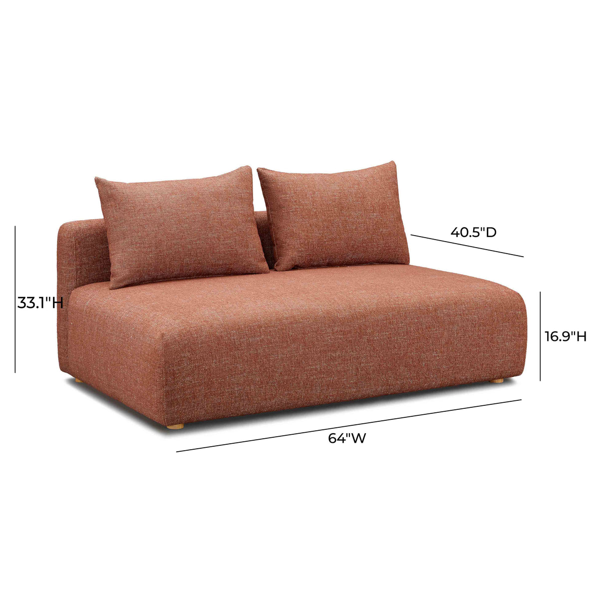 Hangover Sedona Red Contract-Grade Textured Fabric Modular Loveseat by TOV Furniture – photo 5 of 5