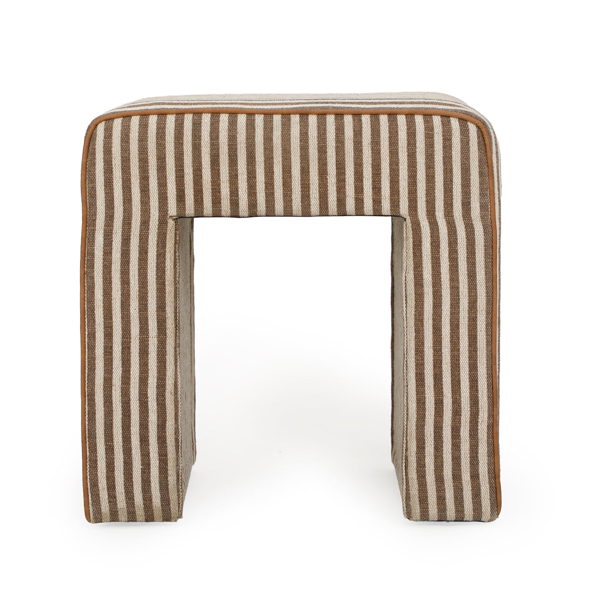 Byron Square Brown Stripe Cotton Jute Ottoman by TOV Furniture – photo 2 of 7
