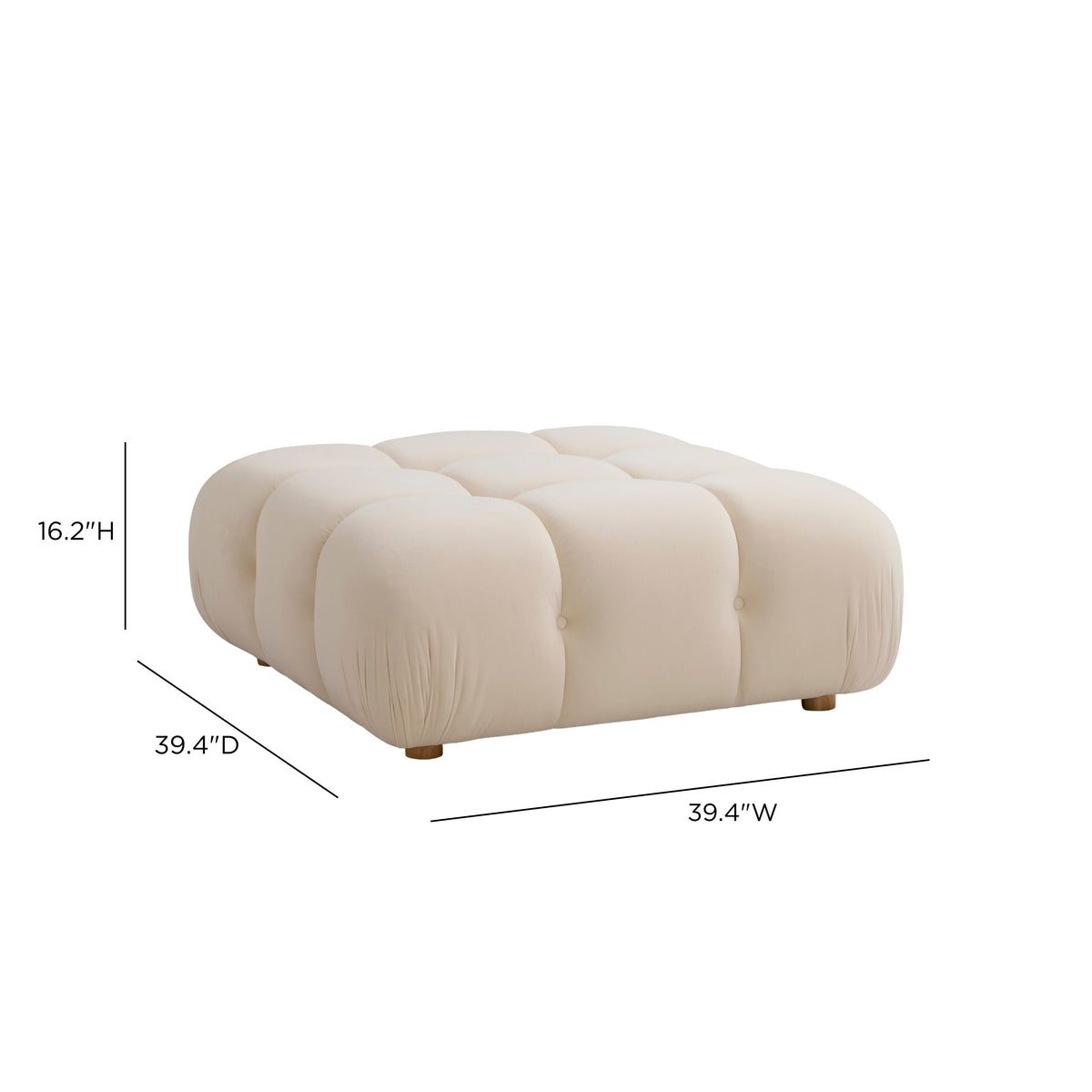 Calliope Cream Performance Velvet Modular Ottoman by TOV Furniture – photo 5 of 5